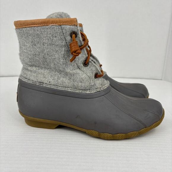 Sperry Duck Boot Womens Size 7.5 Gray Wool Blend 200g Insulated Side Zip - Picture 2 of 10